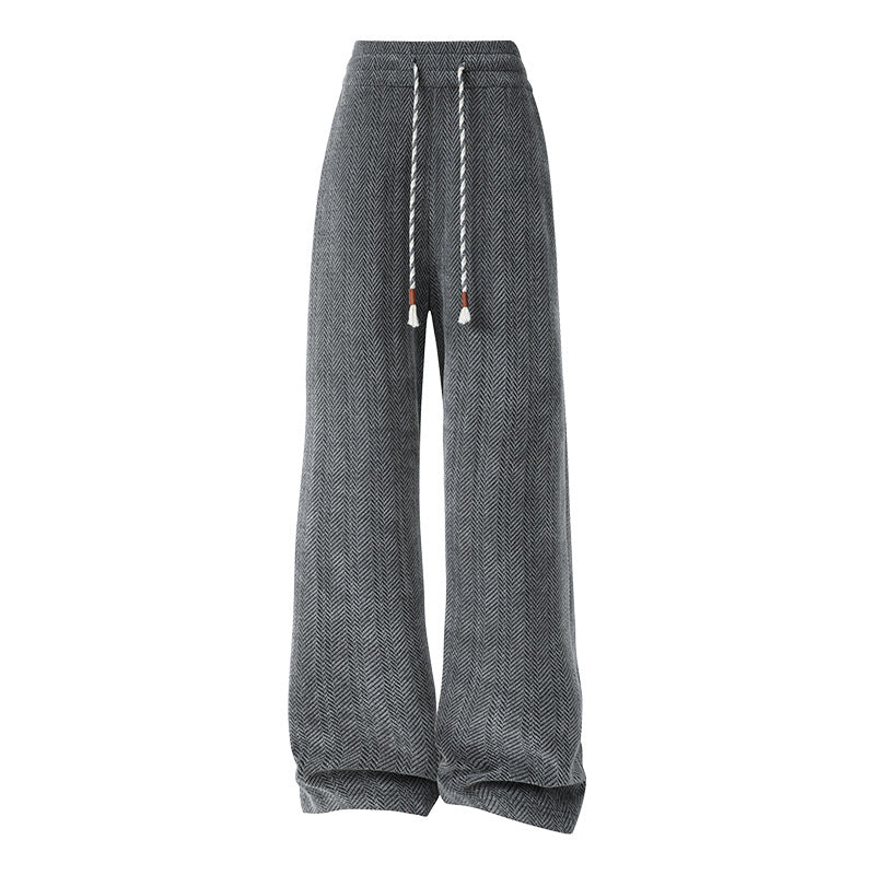 Damen weite Haremshose mit elastischem Bund und trendy Zickzackmuster EB