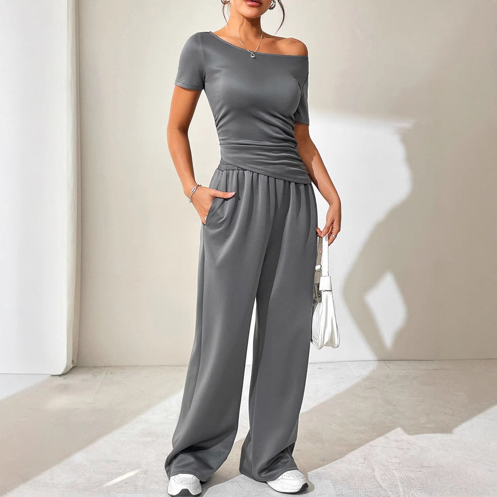 Damen Jumpsuit mit asymmetrischem Schnitt und weit geschnittenem Bein EB