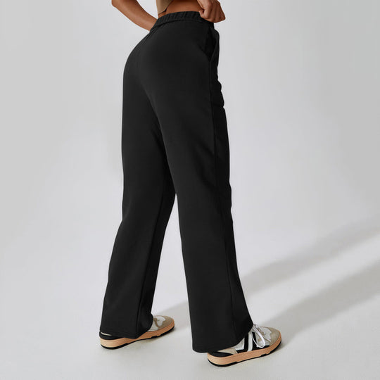 Damen nan hochgeschnittene ausgestellte Loungehose mit elastischem Komfortbund und verdeckten Eingrifftaschen EB