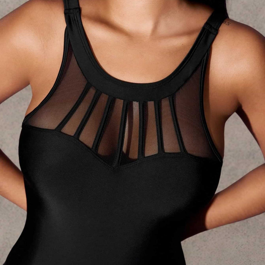 Damen Einteiliger Badeanzug mit modischem Mesh-Detail EB