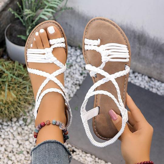 Damen Geflochtene Freizeit-Sandalen mit anatomischem Fußbett EB