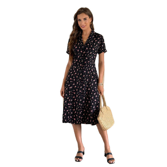 Damen Hemdblusenkleid mit floralen Details EB