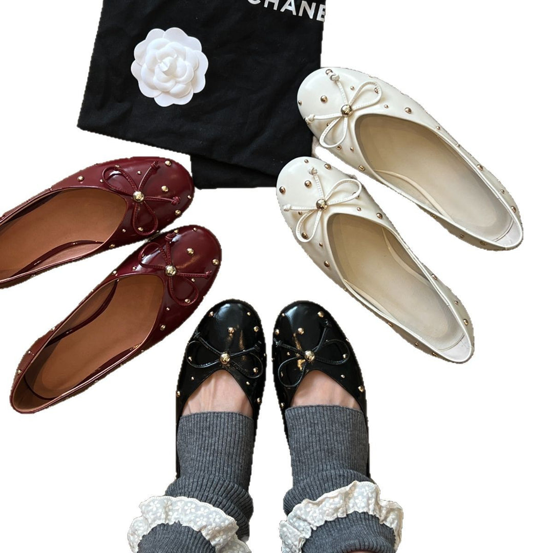 Damen Ballerinas mit dekorativer Schleifenapplikation und funkelnden Details EB
