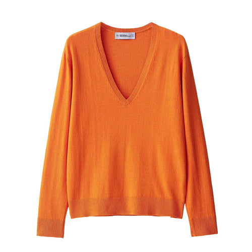 Damen eleganter V-Ausschnitt Strickpullover EB