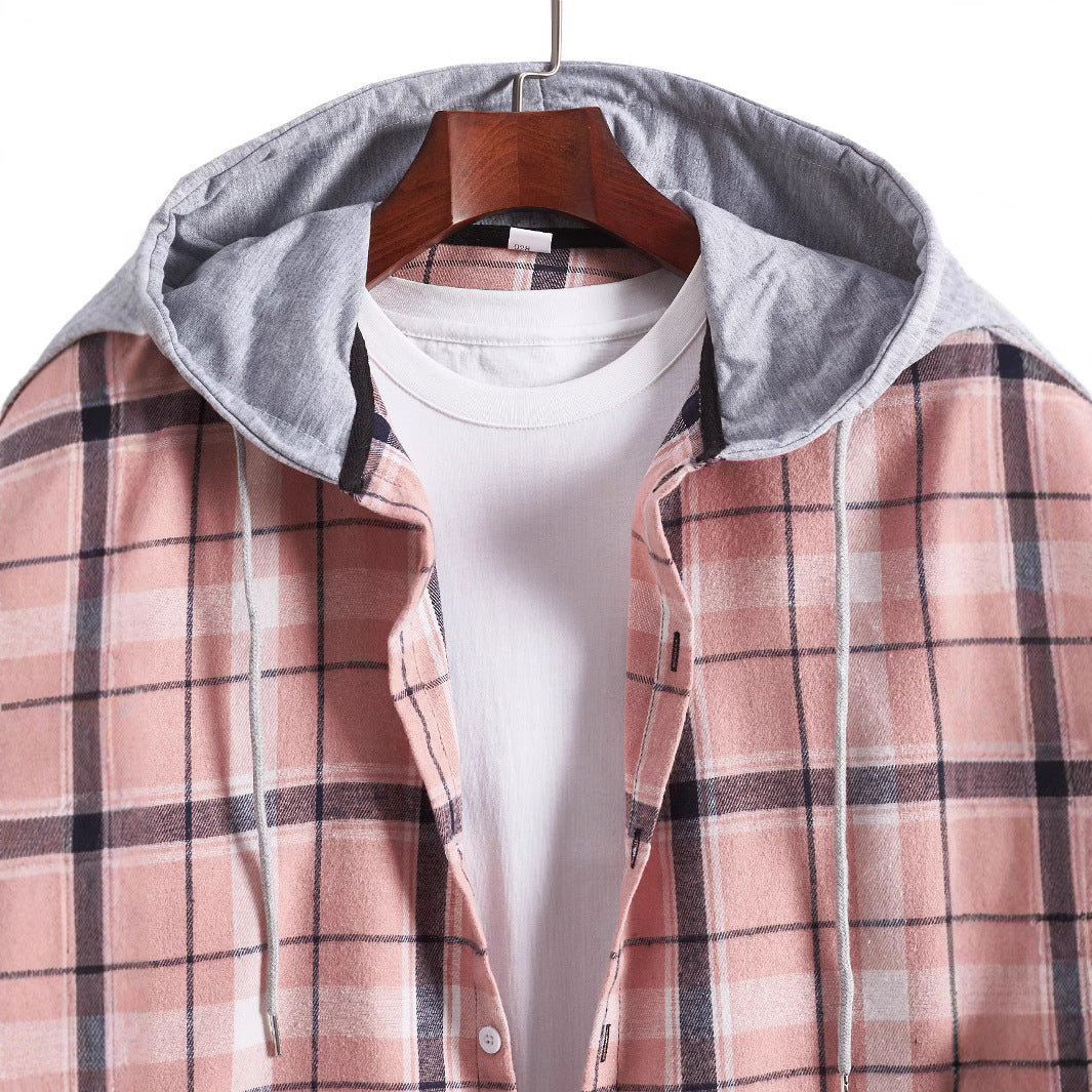 Herren Overshirt mit Kapuze im modernen Karo-Design EB