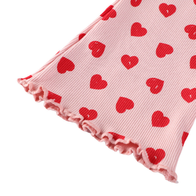 Mädchen Schlagleggings mit fröhlichem Herz-Design EB