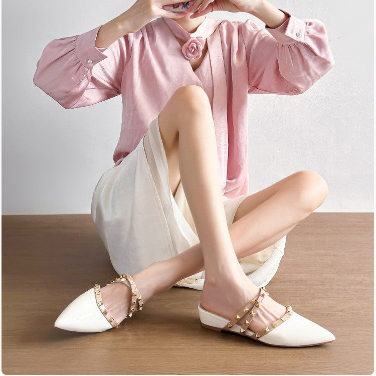 Damen elegante Slingback-Pantoletten mit modischen Nieten EB