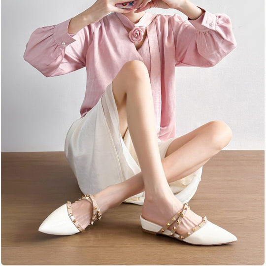 Damen elegante Slingback-Pantoletten mit modischen Nieten EB