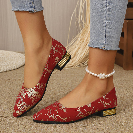 Damen Elegante Ballerinas mit extravaganten Goldakzenten EB