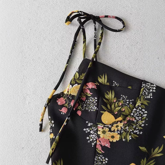 Damen Maxikleid mit floralem Design und zarten Spaghettiträgern EB