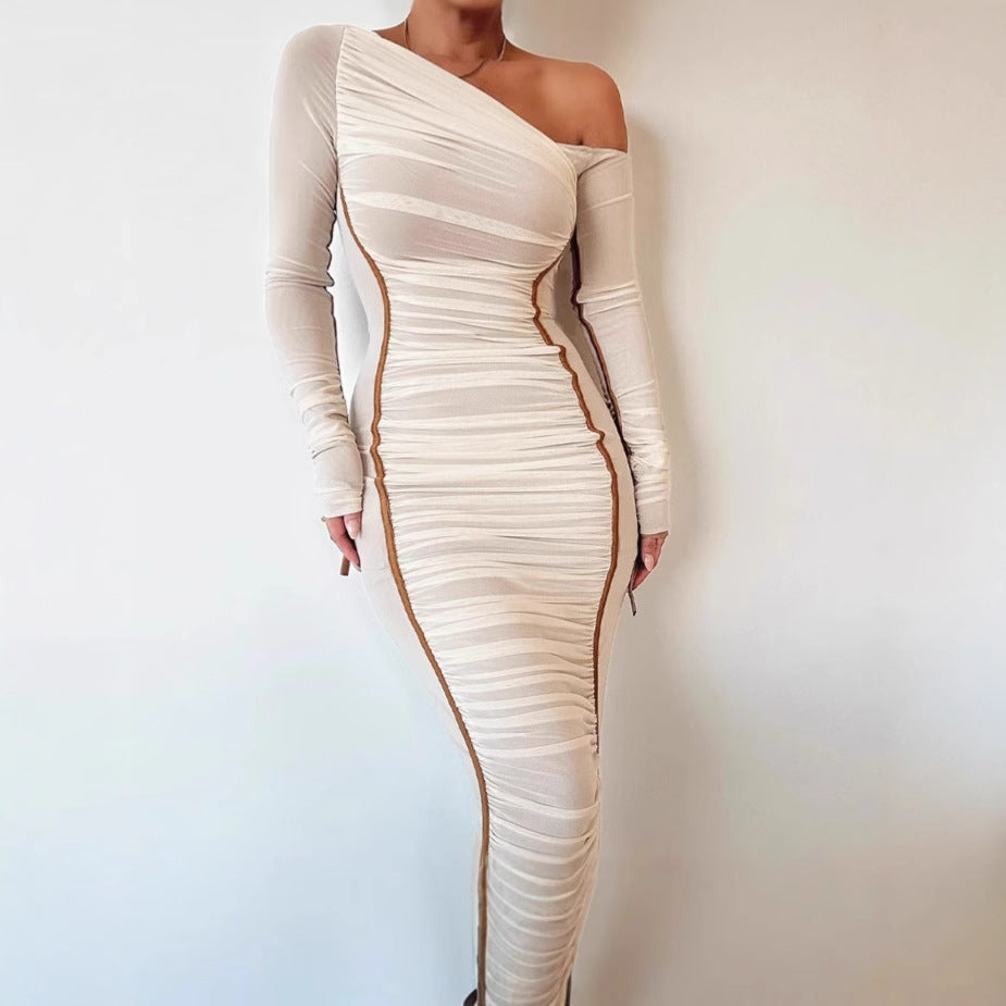 Damen Figurbetontes Wickelkleid mit asymmetrischem Schnitt und raffinierten Rüschendetails EB