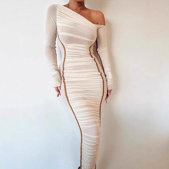 Damen Figurbetontes Wickelkleid mit asymmetrischem Schnitt und raffinierten Rüschendetails EB