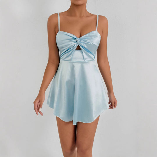 Damen Sommerliches Kleid mit raffinierter Drapierung und verstellbaren Trägern EB