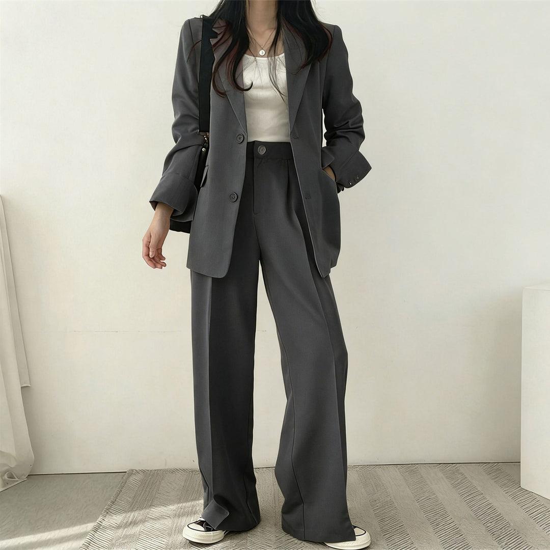 Damen elegantes Blazer-Set mit weitem Schnitt EB