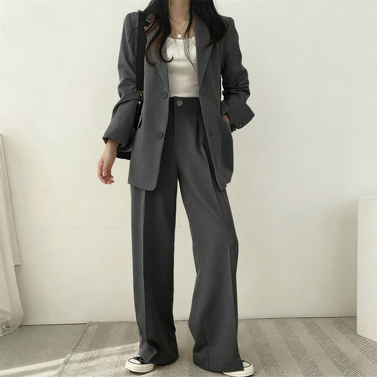 Damen elegantes Blazer-Set mit weitem Schnitt EB