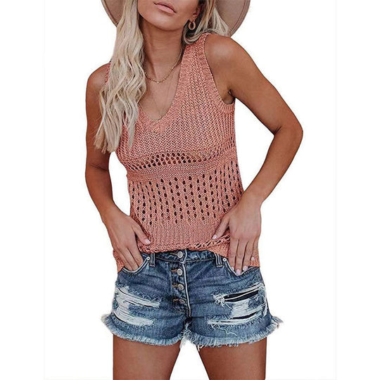 Damen Stricktanktop mit vielseitigem Lochmuster EB