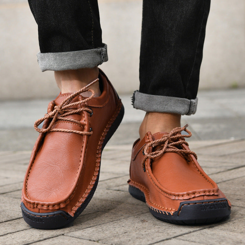 Herren Schnürschuhe im Mokassin-Stil mit rutschfester Sohle und handgenähter Verarbeitung EB