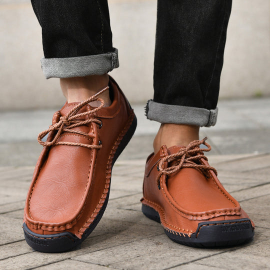 Herren Schnürschuhe im Mokassin-Stil mit rutschfester Sohle und handgenähter Verarbeitung EB