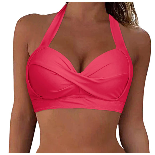 Damen Sportliches Bikinioberteil mit tiefem Ausschnitt und Halter-Design EB