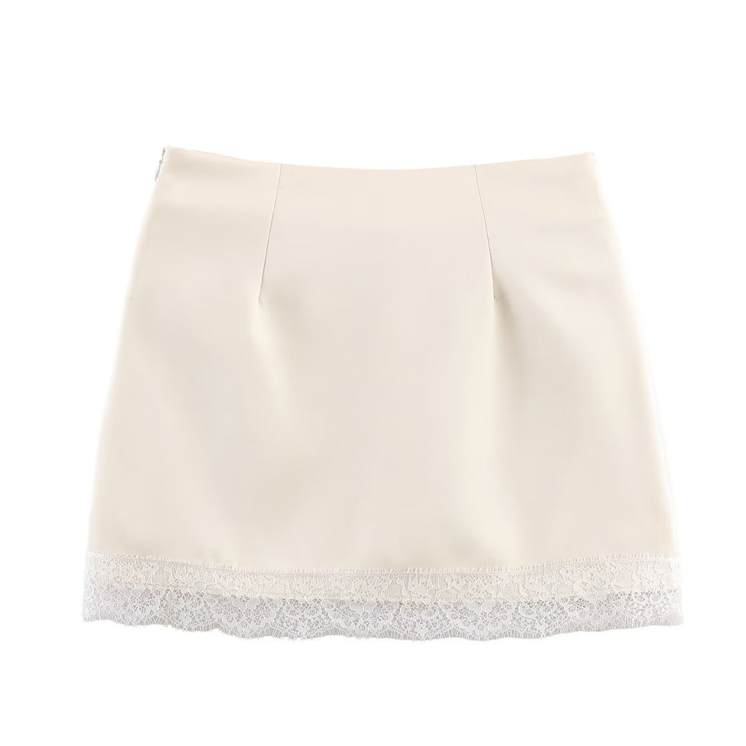 Damen eleganter Rock mit Spitzenbesatz EB