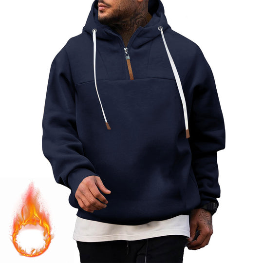 Herren Hoodie mit hohem Kragen und innovativem Reißverschluss EB