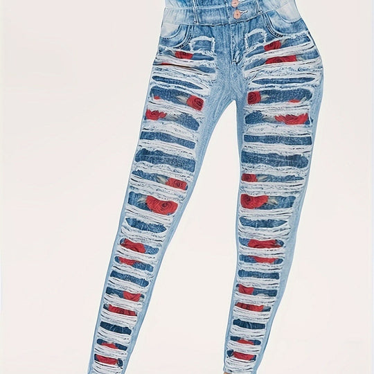 Damen Leggings mit coolen Destroyed-Details und hohem Bund EB