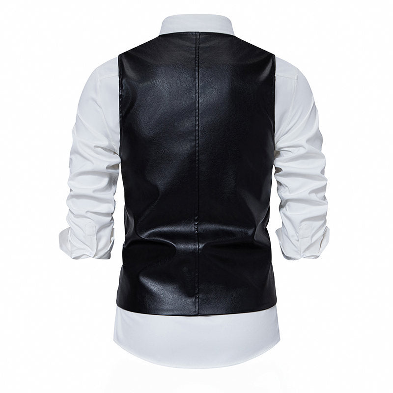 Herren elegante Kunstlederweste EB