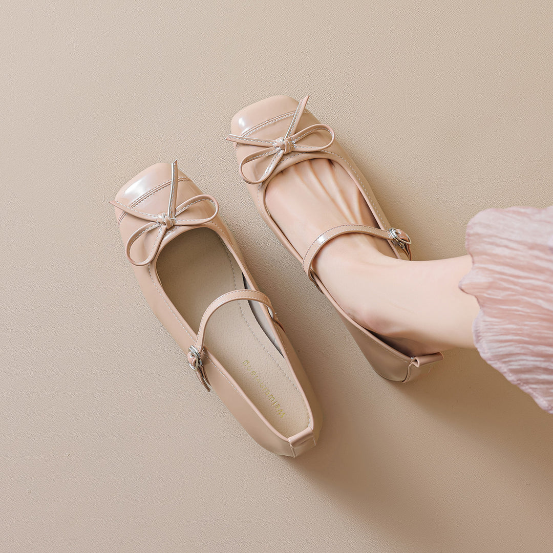 Damen Ballerinas mit eleganter Schleife und komfortablem Riemen EB
