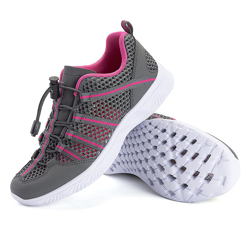 Damen nan atmungsaktiver Netzstoff-Sneaker mit Kordelzugverschluss, ultraleichter EVA-Flexsohle und gepolstertem Fersenkragen EB