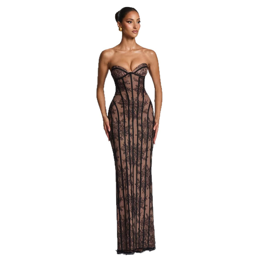 Damen Elegantes Spitzenkleid im figurbetonten Design EB