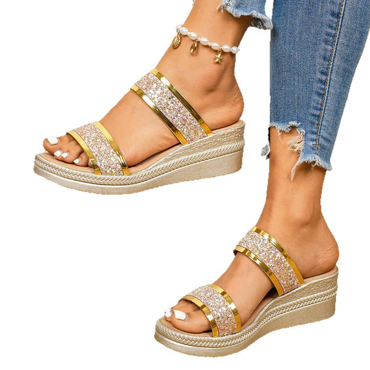 Damen Wedge-Sandalen mit geflochtenem Obermaterial EB