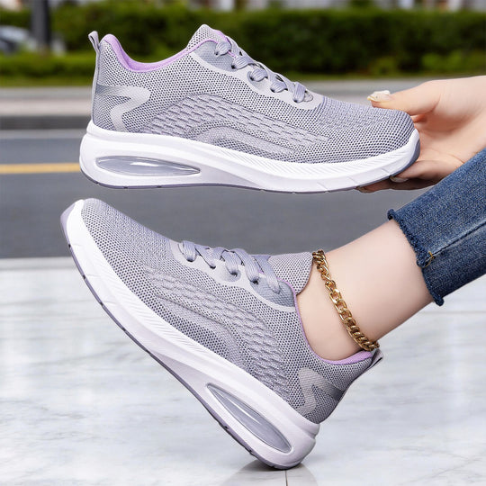 Damen nan leichte Strick-Fitness-Sneaker mit sichtbarem Luftdämpfer und reaktiver EVA-Plateau-Sohle EB