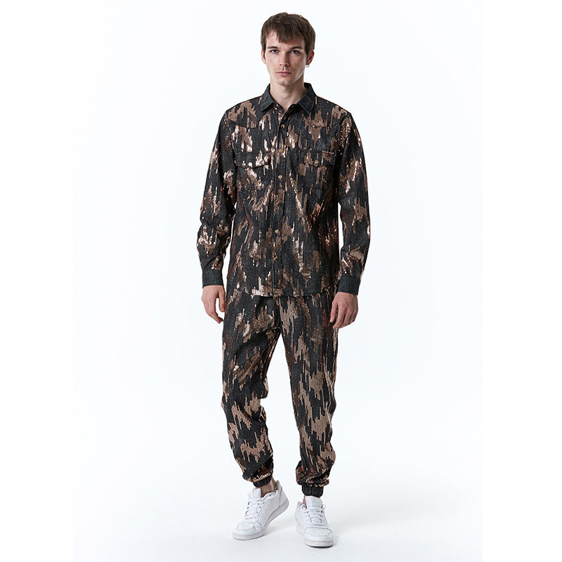 Herren Designer-Jogginganzug mit glitzerndem Muster EB