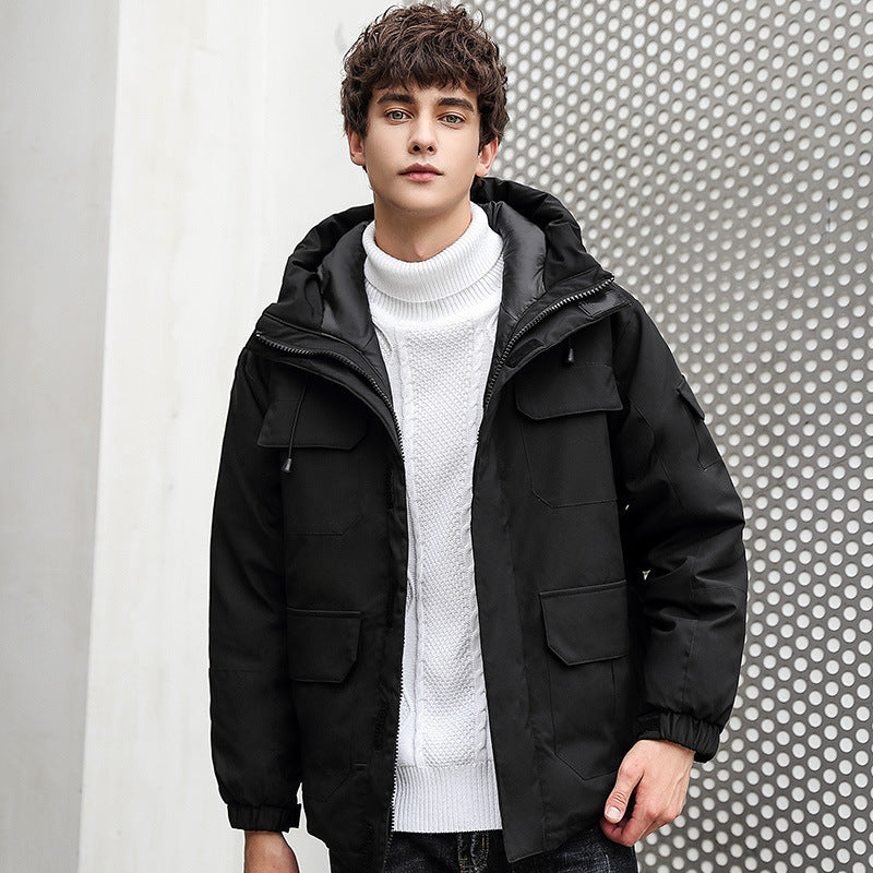 Herren wetterfeste Utility-Jacke mit Kapuze und Taschen EB