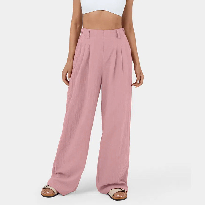 Damen Weite Chinohose mit elegantem Faltenwurf und seitlichen Taschen EB