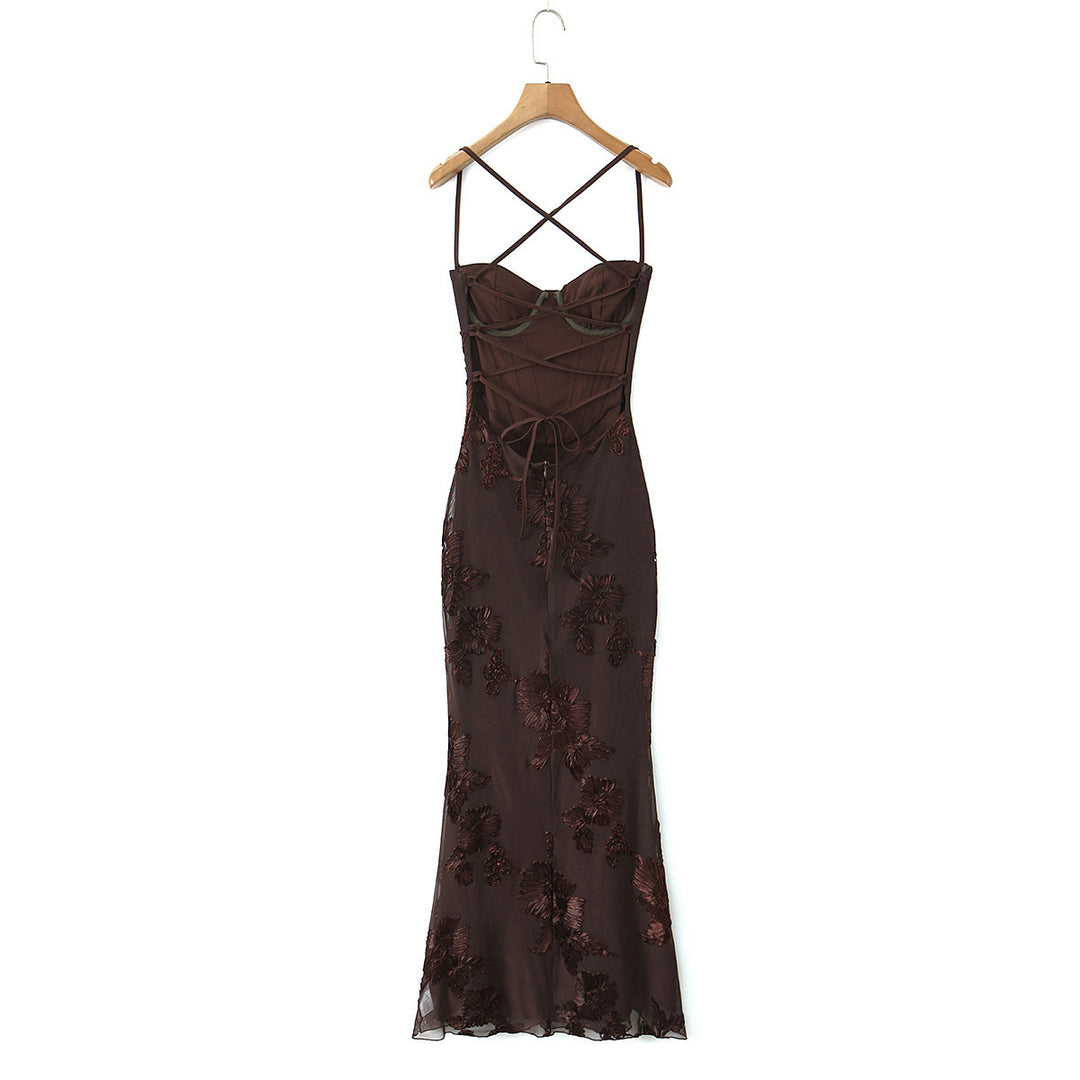 Damen Bodycon Kleid mit floralem Spitzenbesatz EB