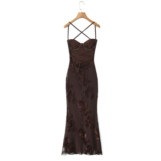 Damen Bodycon Kleid mit floralem Spitzenbesatz EB