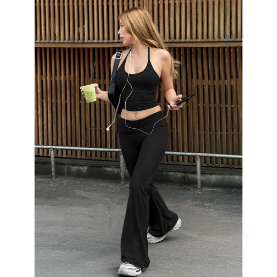 Damen Sportliches Sets mit weit geschnittenen Leggings und trägerlosem Oberteil EB