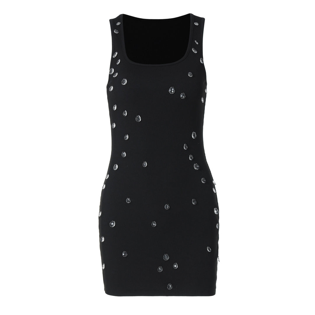 Damen Figurbetontes Minikleid mit Glitzersteinverzierungen EB