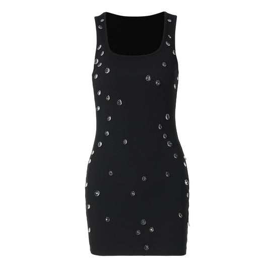 Damen Figurbetontes Minikleid mit Glitzersteinverzierungen EB