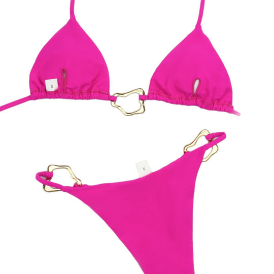 Damen Triangel-Bikini mit stilvollen Goldakzenten EB