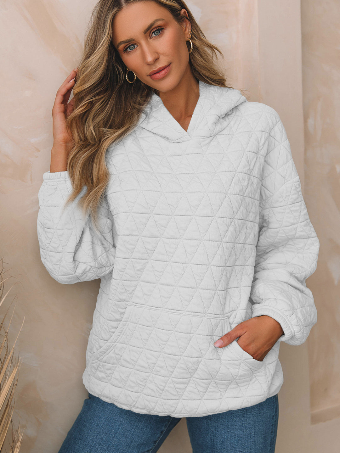 Damen Kapuzenpullover mit strukturiertem Steppmuster und praktischen Taschen EB