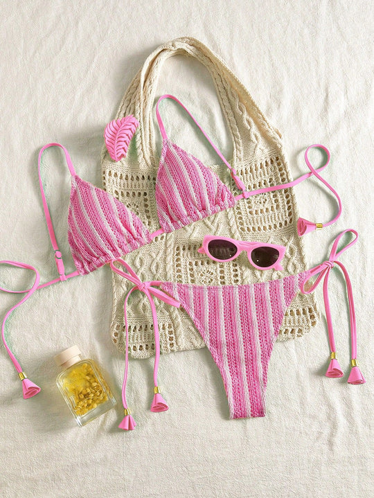 Damen Strappy Bikiniset mit verstellbaren Trägern EB