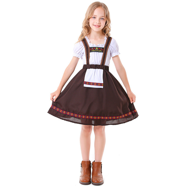Damen nan traditionelles Mädchen-Dirndlkleid mit Schürze und dekorativen Stickereien EB