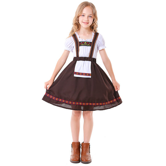Damen nan traditionelles Mädchen-Dirndlkleid mit Schürze und dekorativen Stickereien EB