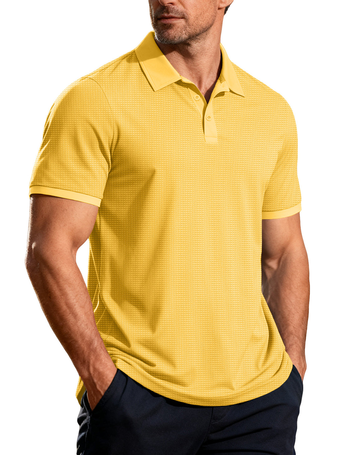 Herren nan strukturiertes Piqué-Kurzarm-Poloshirt mit Hemdkragen EB