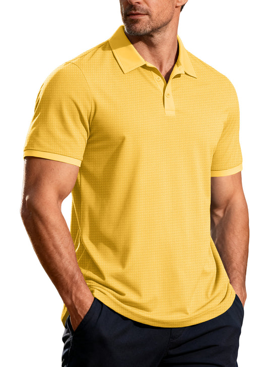 Herren nan strukturiertes Piqué-Kurzarm-Poloshirt mit Hemdkragen EB