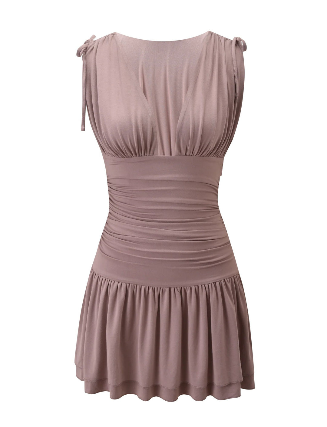 Damen Fließendes Sommerkleid mit trägerloser Raffungsoptik EB