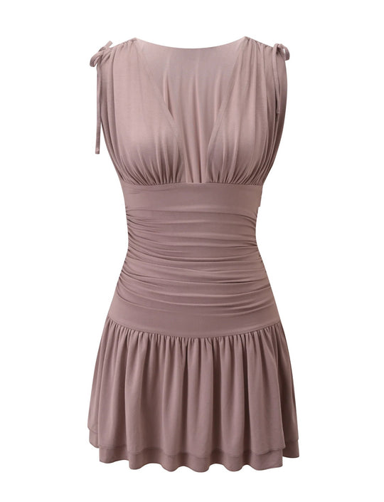 Damen Fließendes Sommerkleid mit trägerloser Raffungsoptik EB