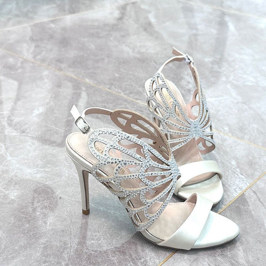 Damen Elegante Slingback Sandalen mit dekorativen Strassapplikationen EB
